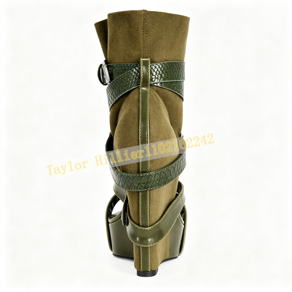 Sandal Wedge Platform Hijau Wa - Sandal Strappy Heeled ulasan dan harga