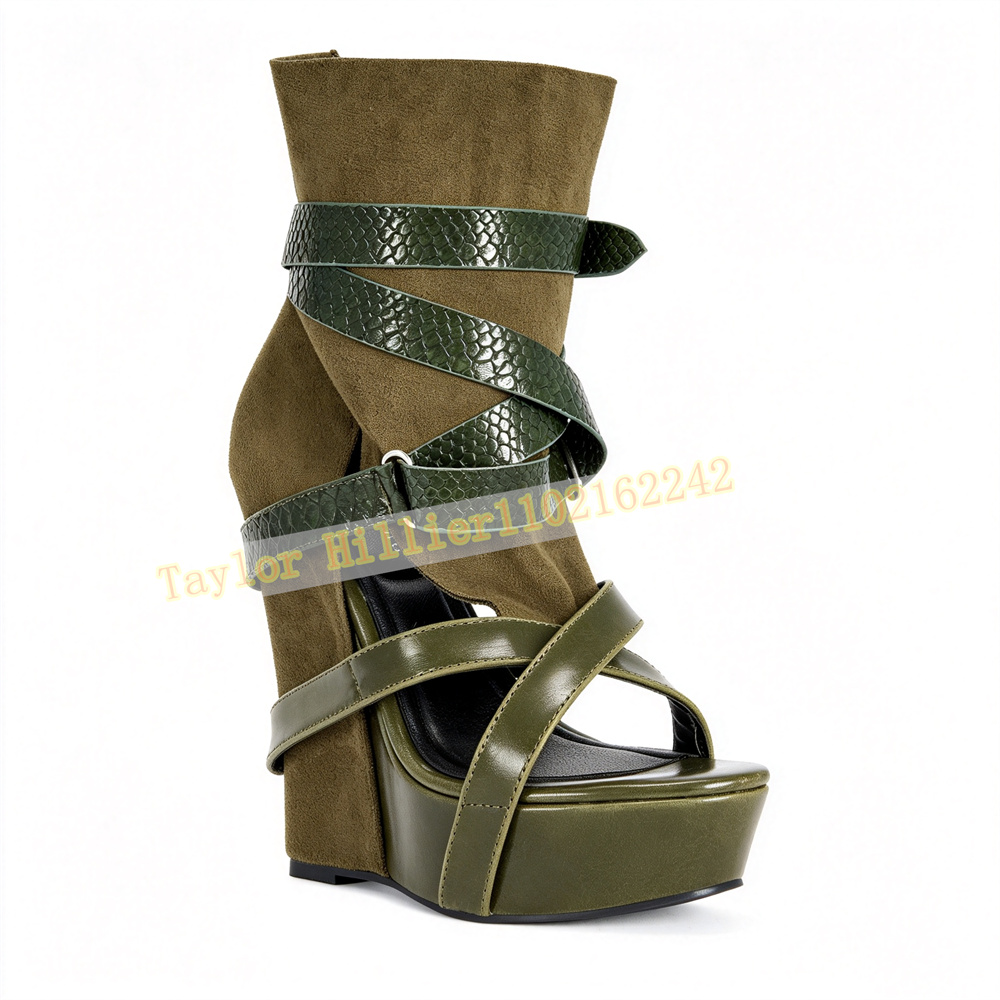 Sandal Wedge Platform Hijau Wa - Sandal Strappy Heeled ulasan dan harga