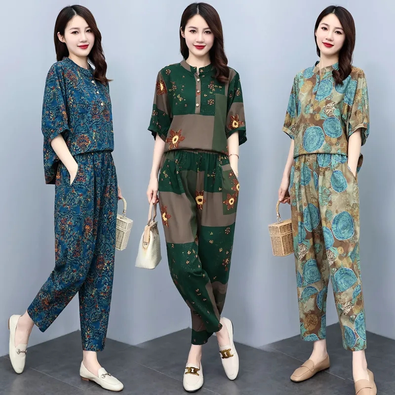 Setelan Musim Panas Ibu Paruh  - Linen Pant Wide ulasan dan harga