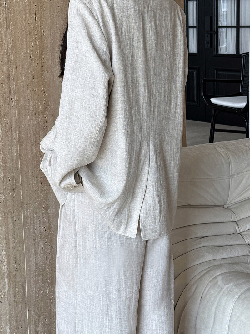 Set Jaket Blazer Bahan Linen K - Linen Pant Wide ulasan dan harga