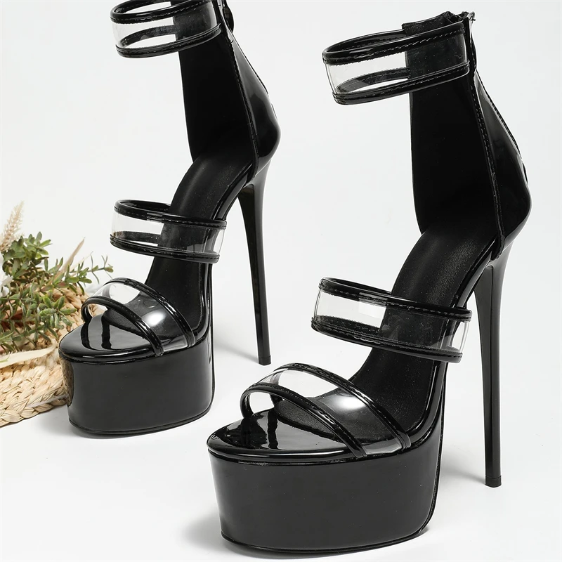 Sandal Platform Bertali Transp - Sandal Strappy Heeled ulasan dan harga